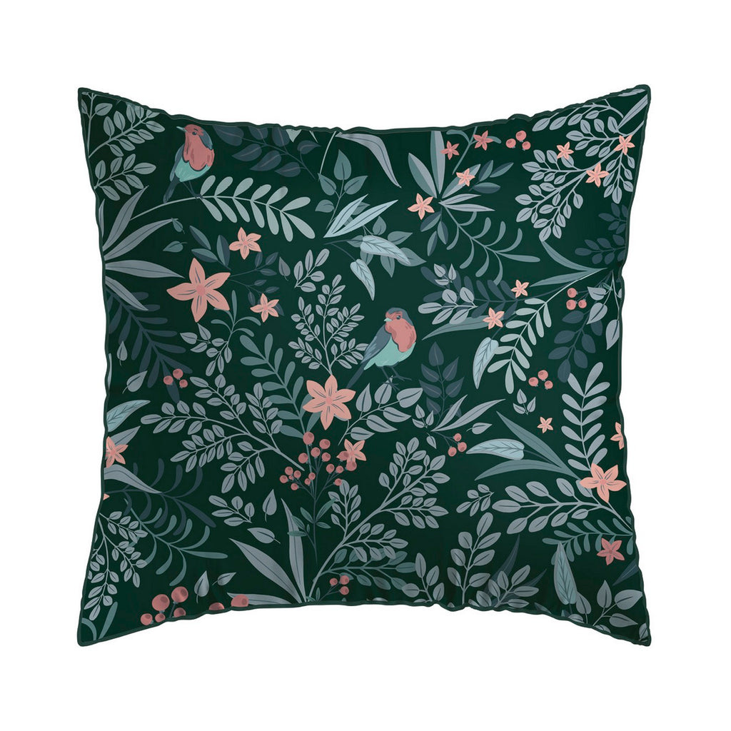 Set De 2 Fundas De Almohada Satén De Algodón - Verde - Harmonie Des Oiseaux