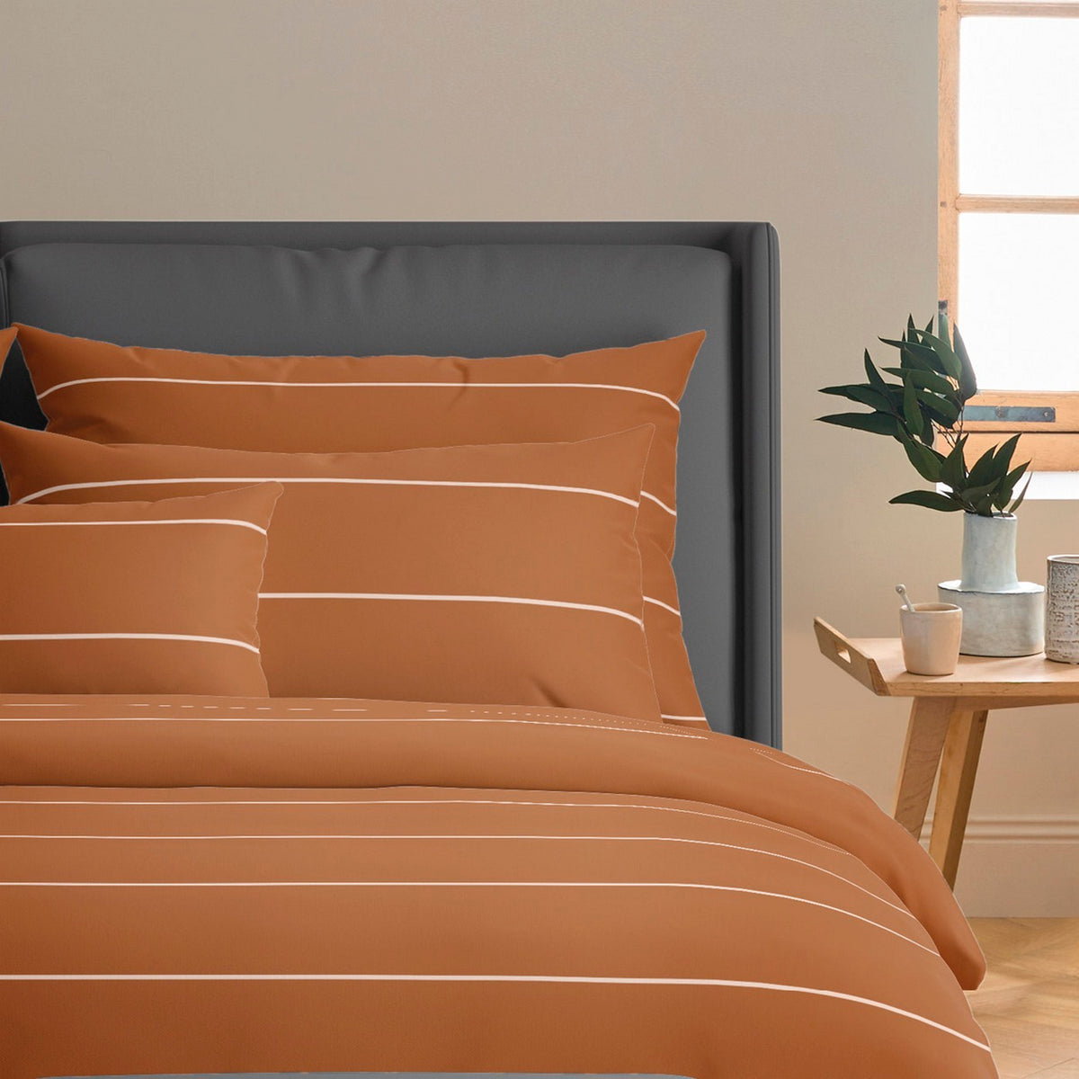 Set De 2 Taies D'Oreiller Satin De Coton - Brun - Camille