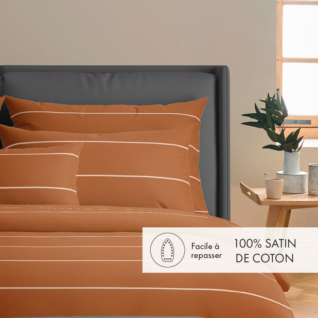 Drap Plat Satin De Coton - Brun - Camille