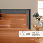 Drap Plat Satin De Coton - Brun - Camille