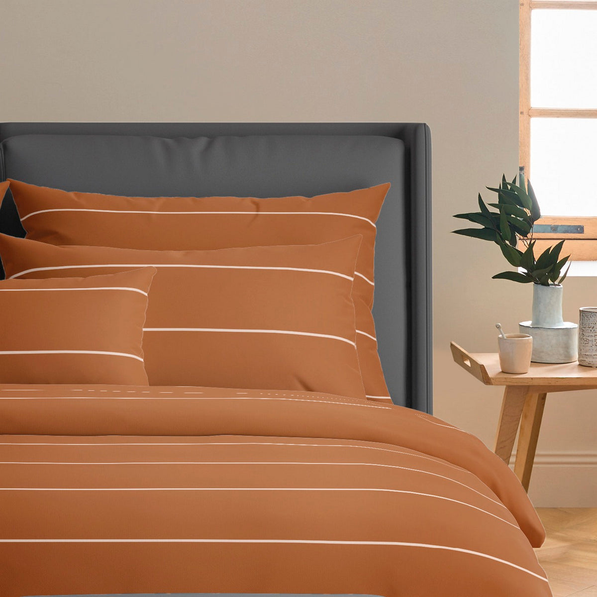 Drap Plat Satin De Coton - Brun - Camille