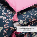 Quilt With Tassels - Dark Blue / Pink - Whisper Floral