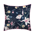 Set De 2 Taies D'Oreiller Satin De Coton - Bleu Foncé / Rose - Jardin Rêveur