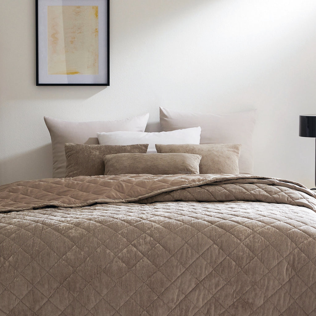Housse De Coussin Velours Côtelé - Taupe - Uni
