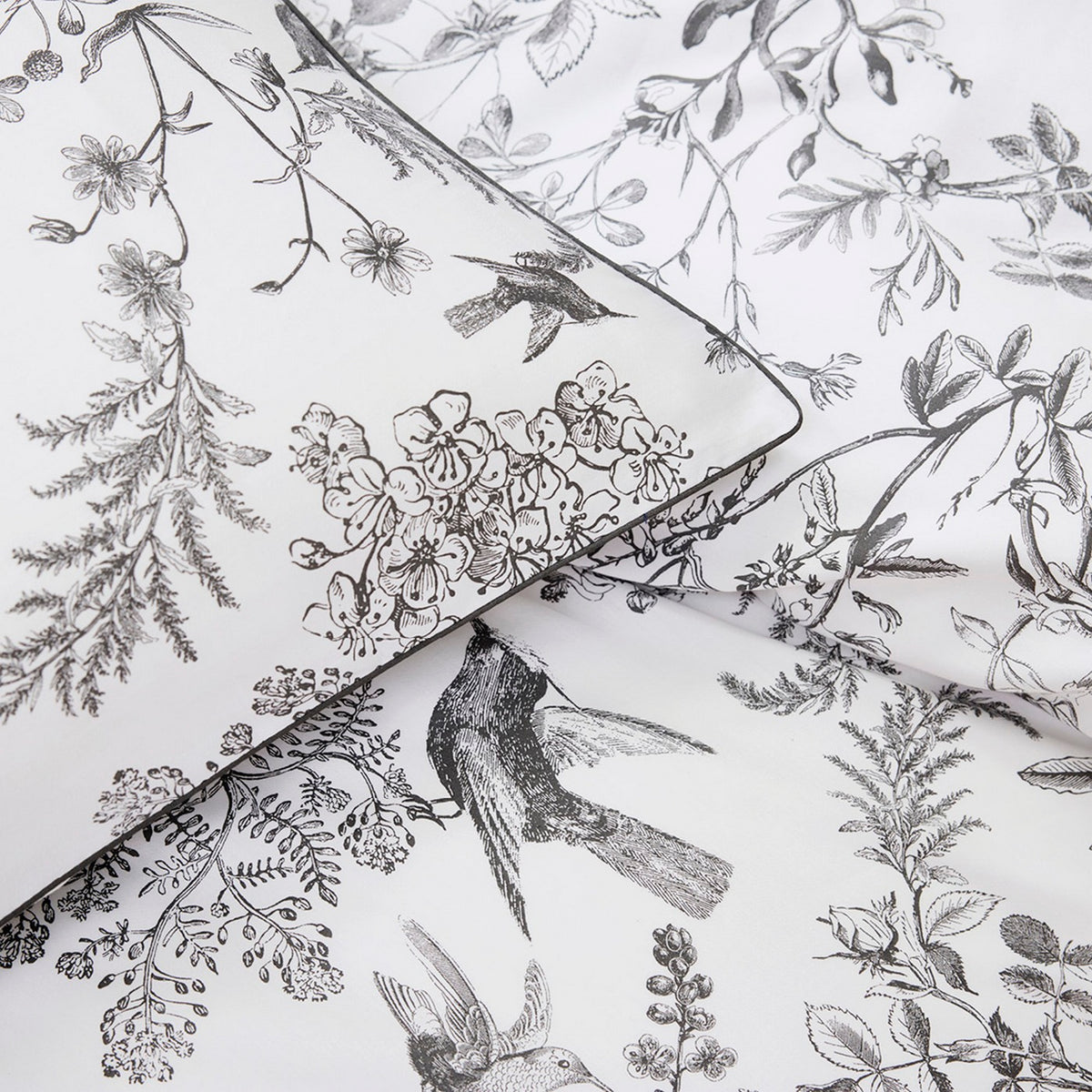 Cotton Satin Bolster Pillowcase - Black Grey - Colibri Botanique