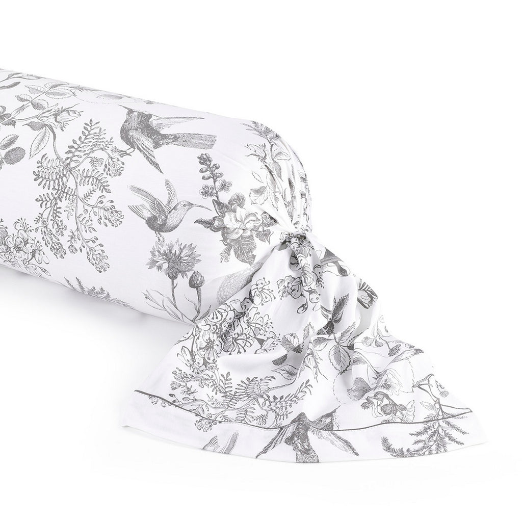 Cotton Satin Bolster Pillowcase - Black Grey - Colibri Botanique