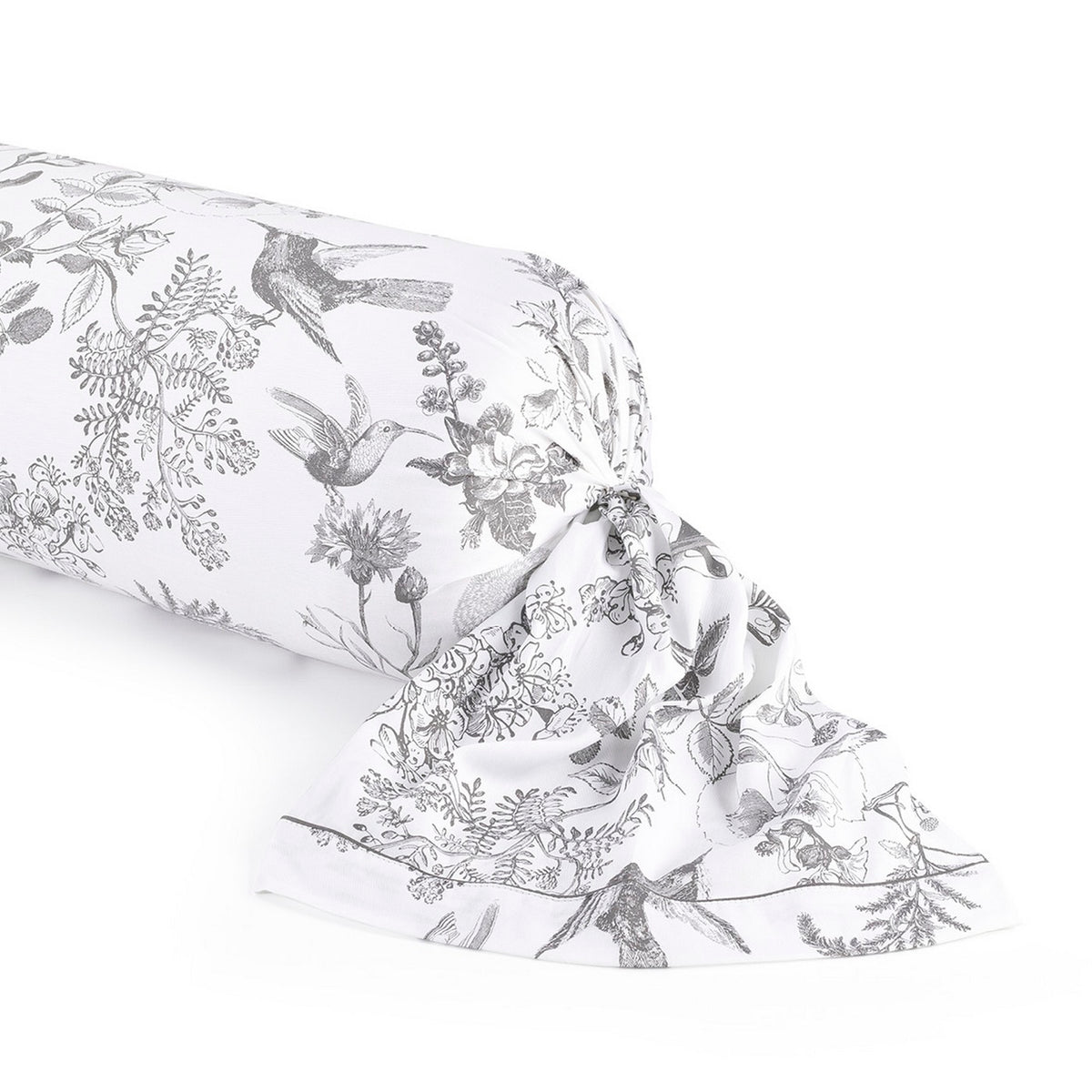 Cotton Satin Bolster Pillowcase - Black Grey - Colibri Botanique