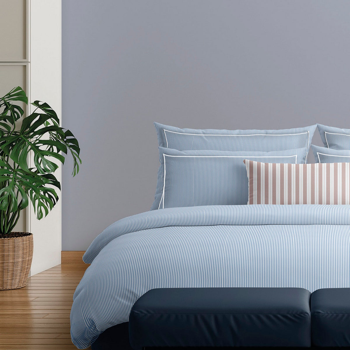 Set of 2 Cotton Percale Pillowcases - Light Blue - Nantes