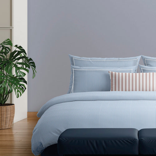 Set De 2 Taies D'Oreiller Coton Percale - Bleu Clair - Nantes