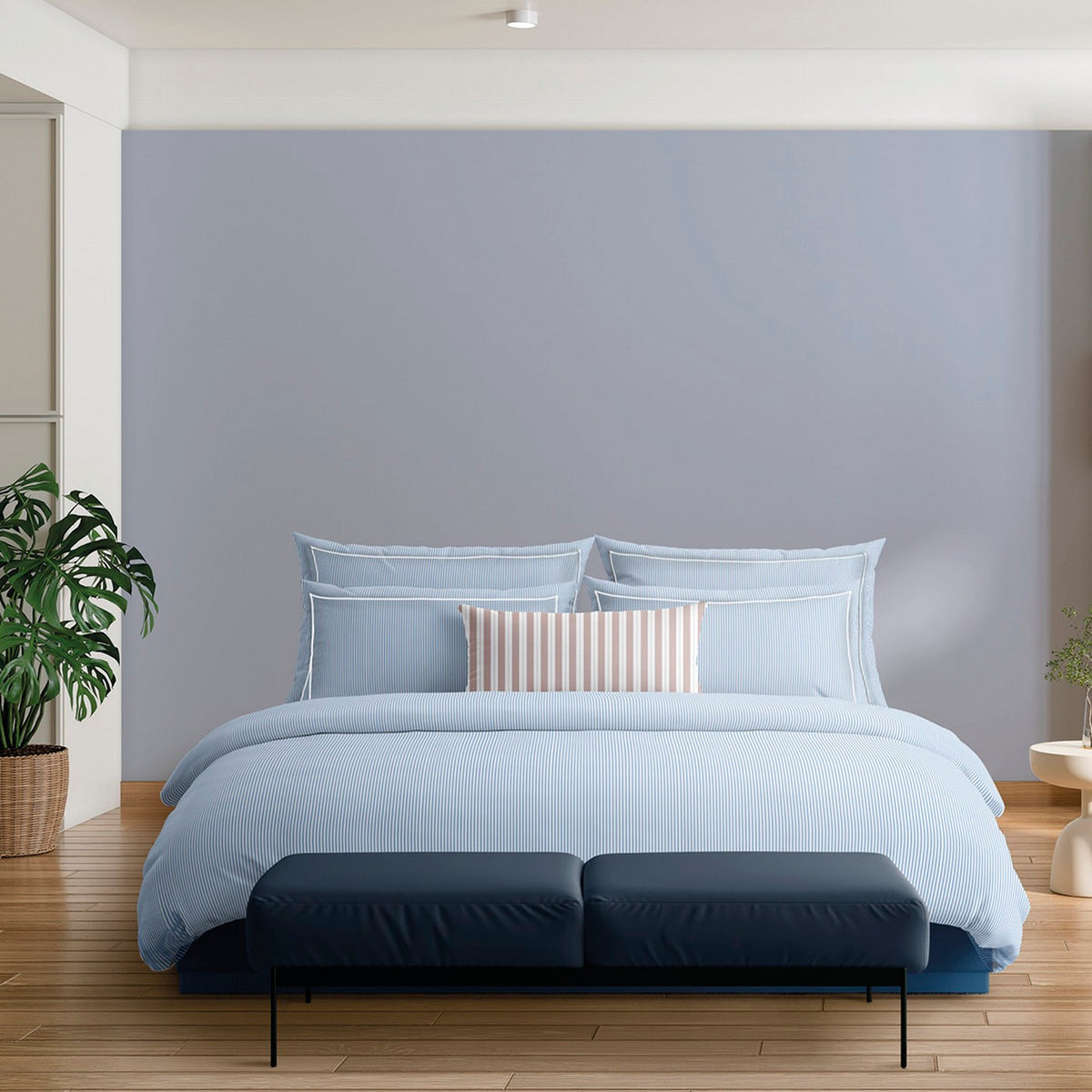 Set of 2 Cotton Percale Pillowcases - Light Blue - Nantes