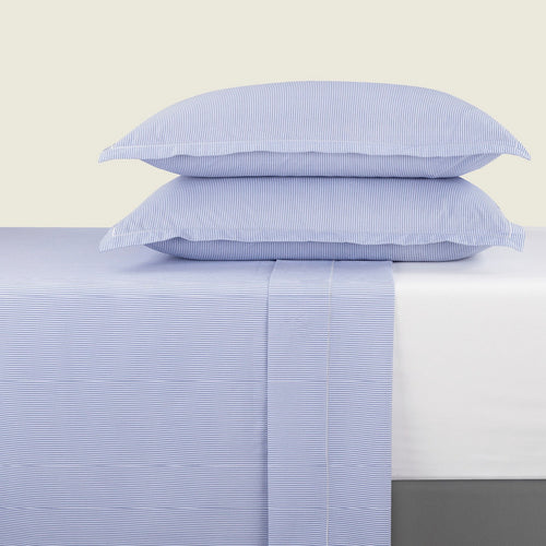 Ensemble De Draps Coton Percale - Bleu Clair - Nantes
