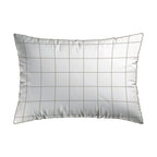 Set De 2 Taies D'Oreiller Satin De Coton - Blanc / Taupe - Grands Carreaux