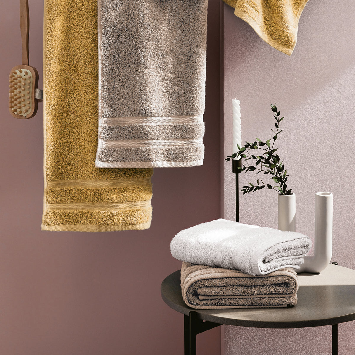Set De 4 Serviettes D'Invitées - Taupe - Vague