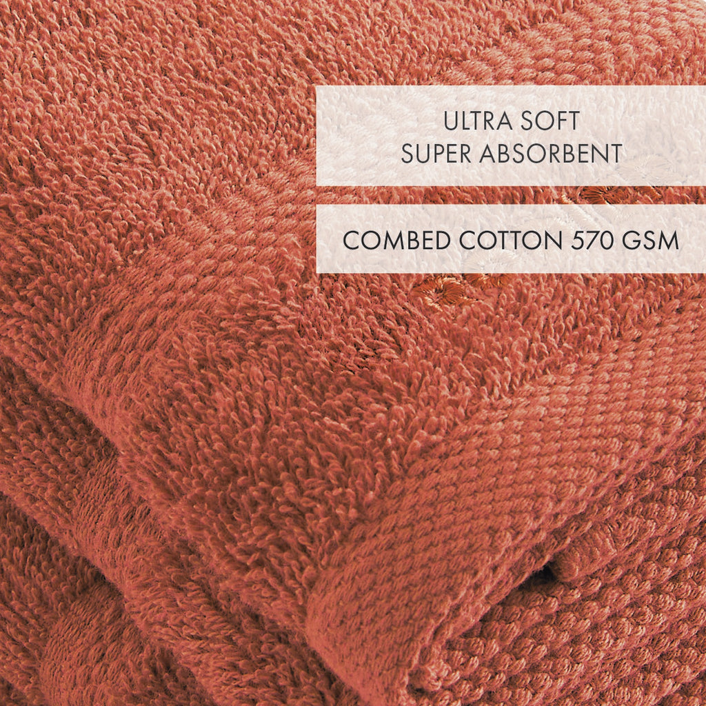 Set De 4 Toallas De Tocador - Terracotta - Vague