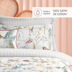 Housse De Couette + Taies D'Oreiller Satin De Coton - Blanc - Colibri Chantant
