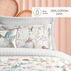 Housse De Couette + Taies D'Oreiller Satin De Coton - Blanc - Colibri Chantant