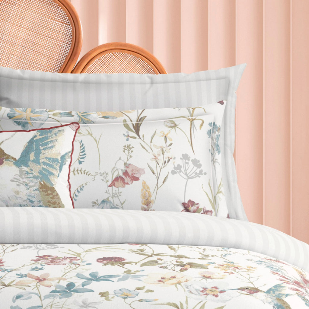 Housse De Couette + Taies D'Oreiller Satin De Coton - Blanc - Colibri Chantant