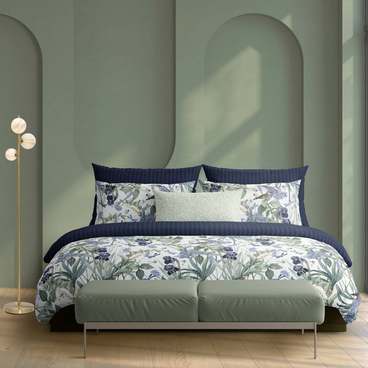Housse De Couette + Taies D'Oreiller Satin De Coton - Blanc - Jardin D'Eden
