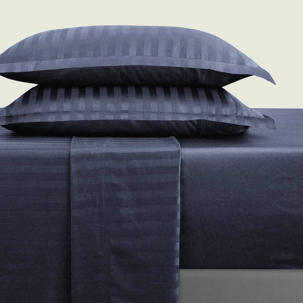 Drap-Housse Satin De Coton - Bleu Foncé - Uni