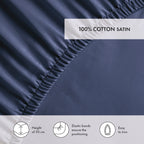 Drap-Housse Satin De Coton - Bleu Foncé - Uni