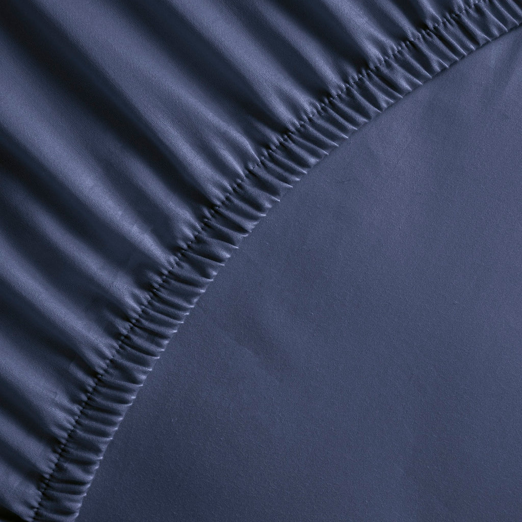Drap-Housse Satin De Coton - Bleu Foncé - Uni