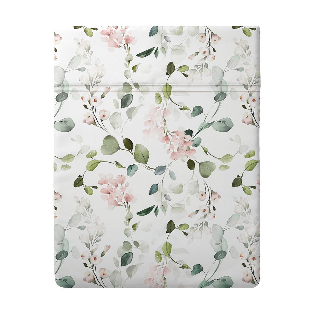 Drap Plat Satin De Coton - Blanc - Eclat D'Eucalyptus
