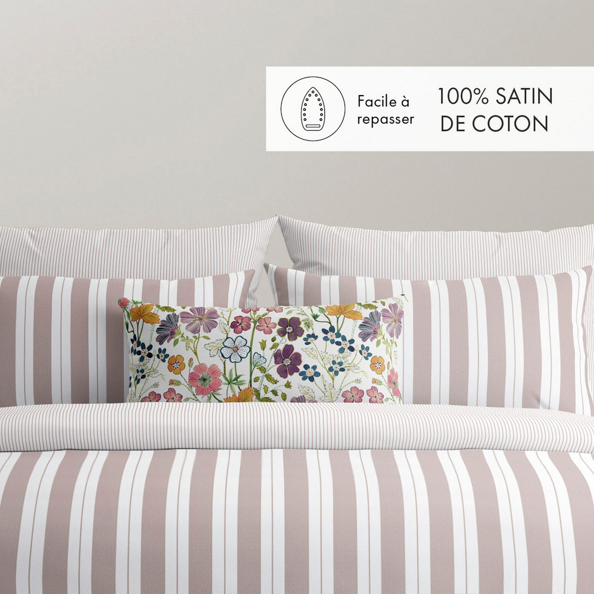 Set di 2 federe in raso di cotone - Rosa antico - Noémie