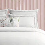 Set di 2 federe in raso di cotone - Grigio / Bianco - Splendore di perla