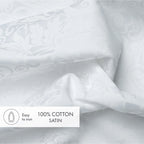 Taie De Traversin Jacquard Imprimé Satin De Coton - Blanc - Fleur Enchantée
