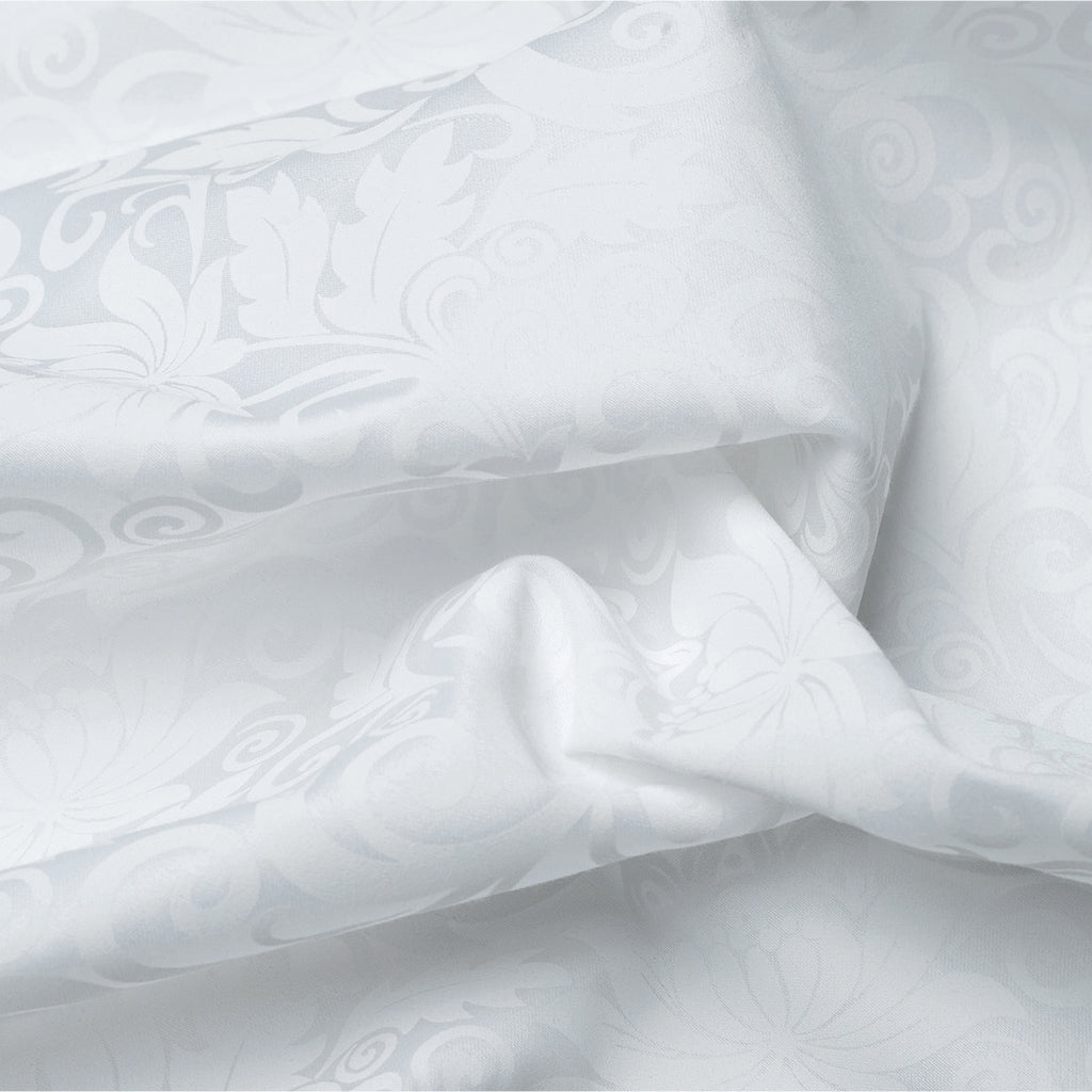 Taie De Traversin Jacquard Imprimé Satin De Coton - Blanc - Fleur Enchantée