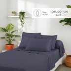 Cotton Sateen Flat Sheet - Blue 06 - Plain 1 Baratta