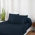 Set de 2 fundas de almohada de satén de algodón - Azul 11 - Liso 1 Baratta
