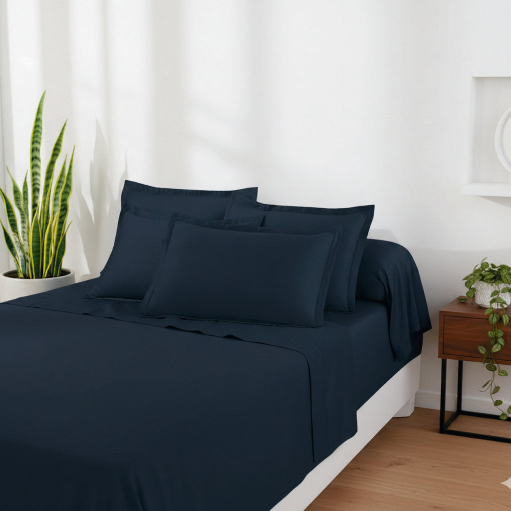 Drap Plat Satin De Coton - Bleu 11 - Uni 1 Baratta