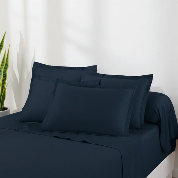 Drap Plat Satin De Coton - Bleu 11 - Uni 1 Baratta