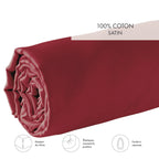 Lenzuolo con angoli in raso di cotone - Bordeaux 01 - Tinta unita