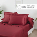 Drap Plat Satin De Coton - Bordeaux 01 - Uni 1 Baratta