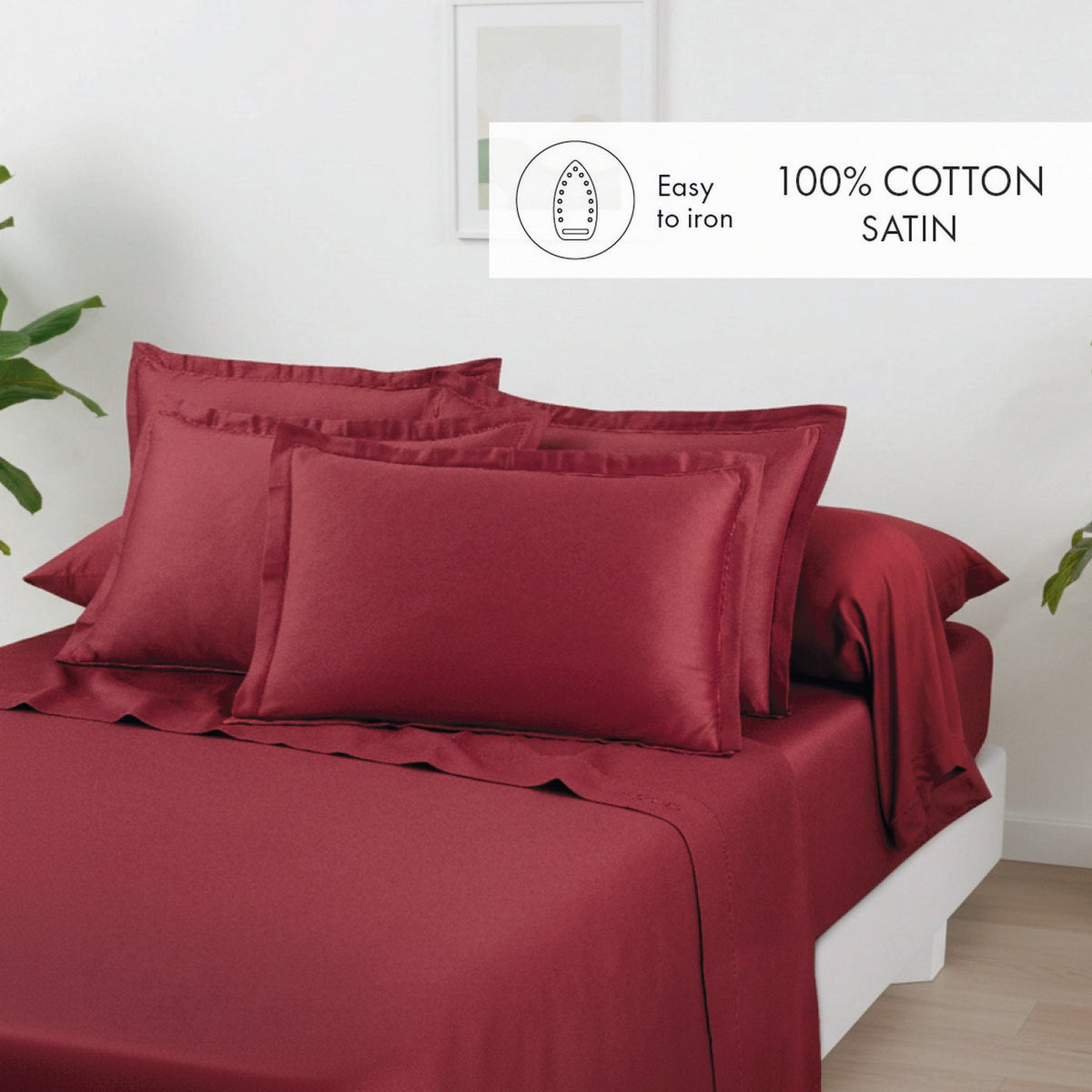 Drap Plat Satin De Coton - Bordeaux 01 - Uni 1 Baratta