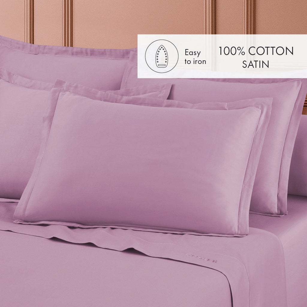 Set De 2 Taies D'Oreiller Satin De Coton - Rose 03 - Uni 1 Baratta