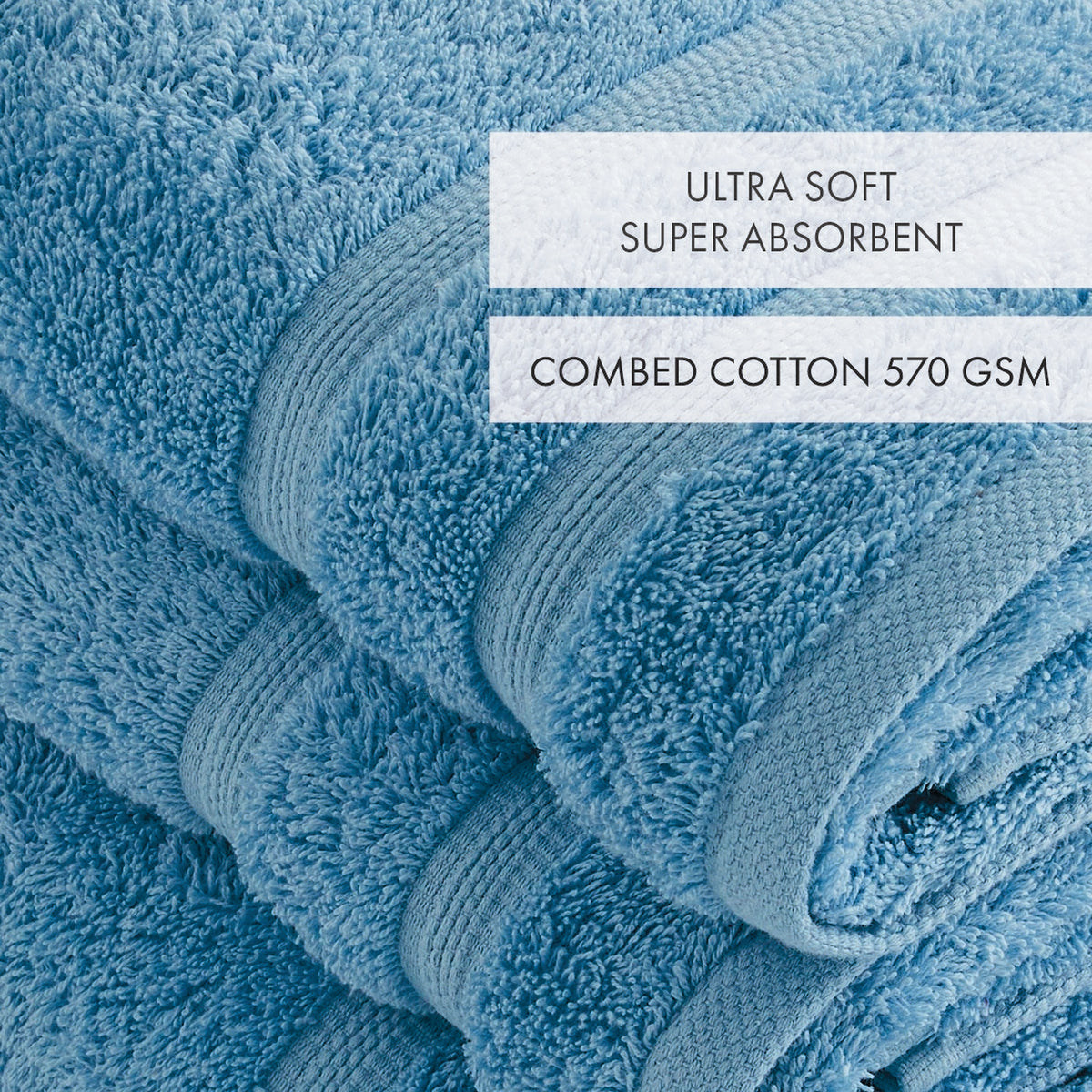 Set de 2 toallas y 2 toallas de baño - Azul cielo - Vague