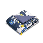 Quilt With Tassels - Dark Blue - Nuit Fleurie