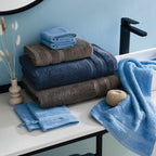 Set of 2 Hand Towels and 2 Bath Sheets - Navy Blue - Vague