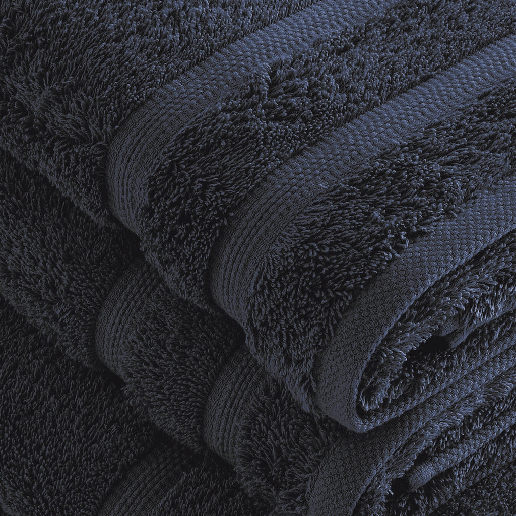 Set of 2 Hand Towels and 2 Bath Sheets - Navy Blue - Vague