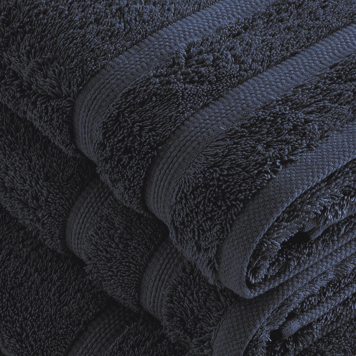 Set of 2 Hand Towels and 2 Bath Sheets - Navy Blue - Vague