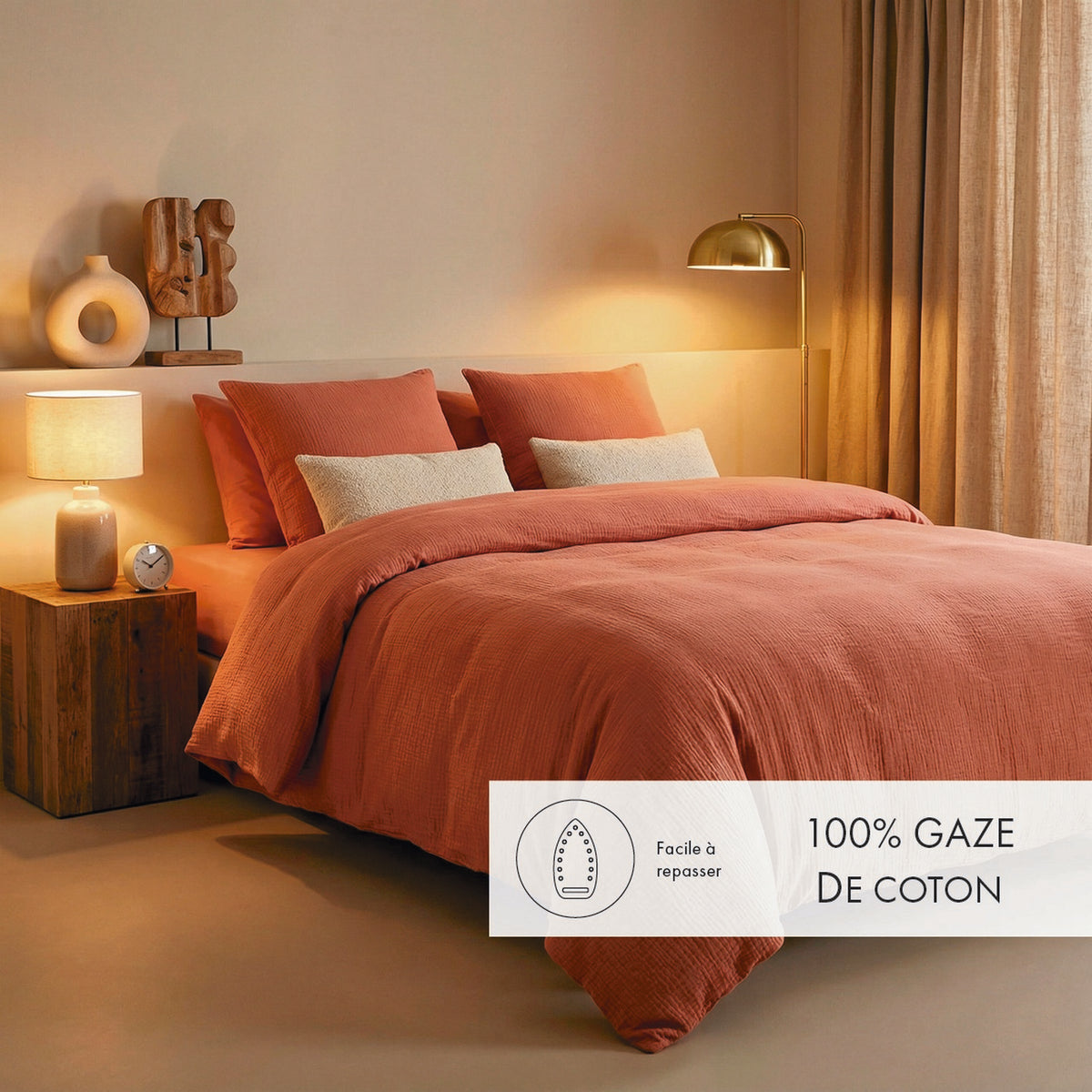 Taie De Traversin Gaze De Coton - Terracotta 02 - Uni