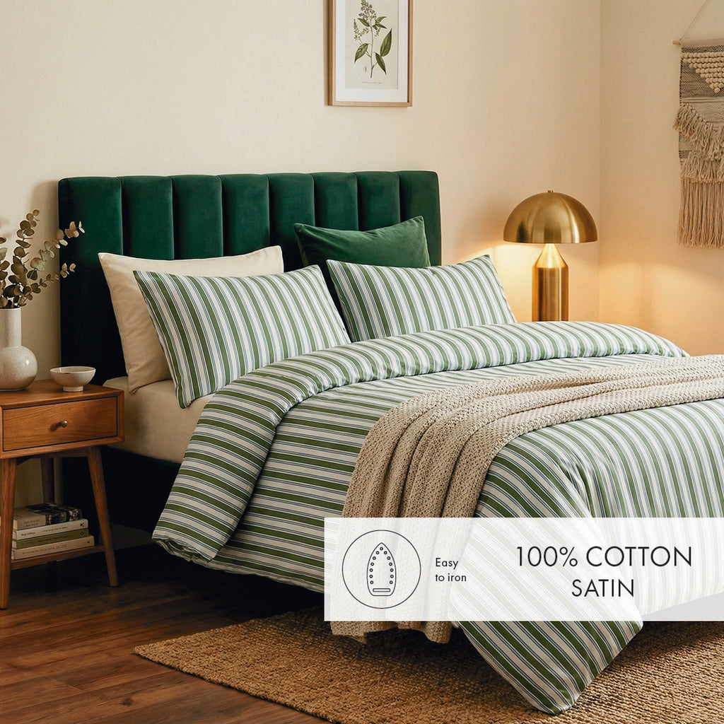 Taie De Traversin Satin De Coton - Vert / Bleu - Lorine
