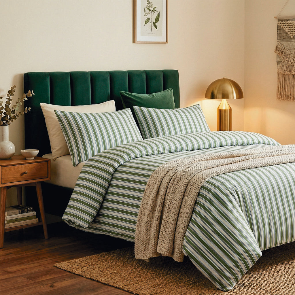 Taie De Traversin Satin De Coton - Vert / Bleu - Lorine