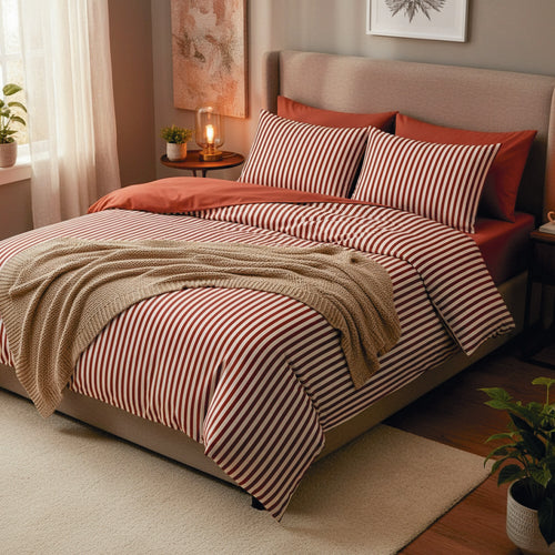 Housse De Couette + Taies D'Oreiller Satin De Coton - Rouge - Ysaline