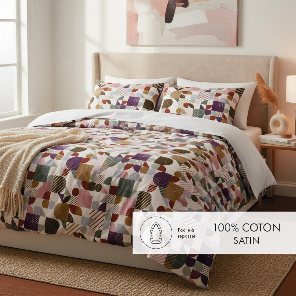 Funda De Almohada Cilíndrica Satén De Algodón - Blanco - Modul'Art