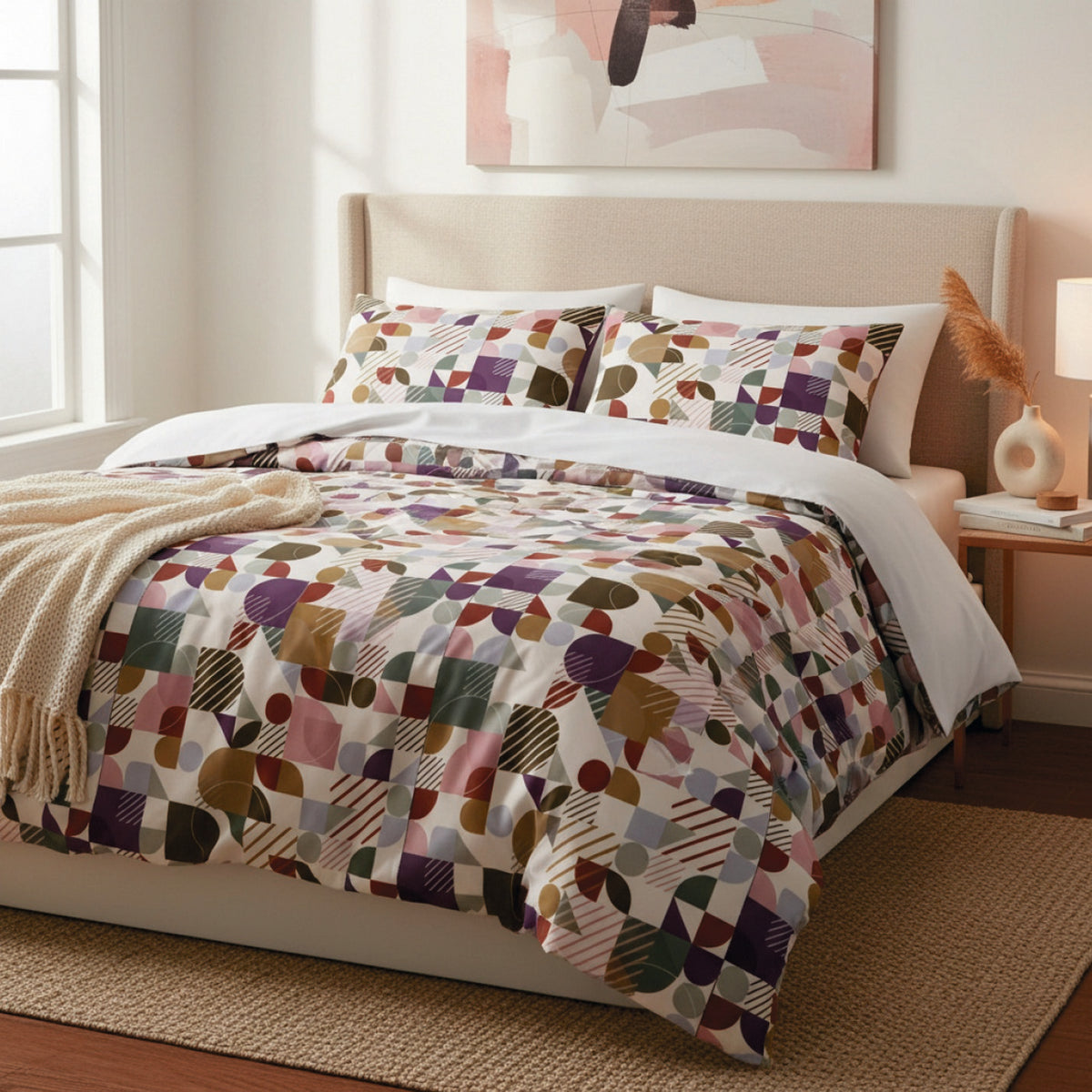 Funda De Almohada Cilíndrica Satén De Algodón - Blanco - Modul'Art