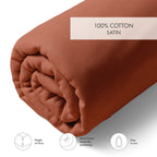 Cotton Sateen Fitted Sheet - Terracotta 01 - Plain